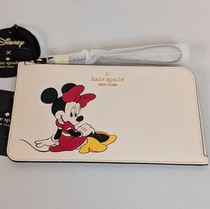 Kate Spade New York Disney Minnie Mouse medium l-zip wristlet NWT